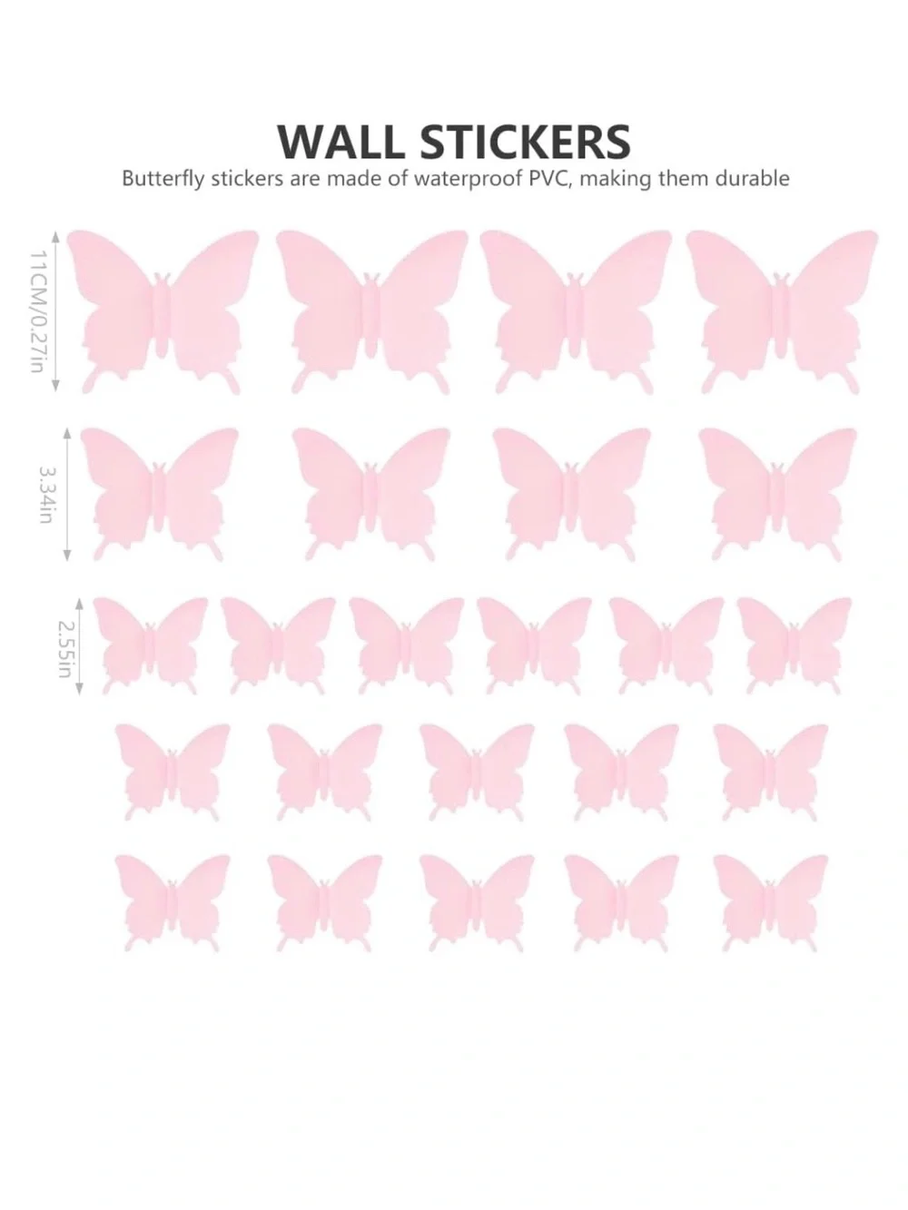 💞 New Set of 24 Pink Pastel Butterfly Wall Decals